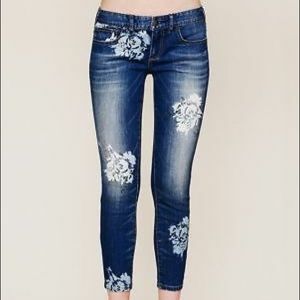 Free people magnolia flower skinny crop jeans